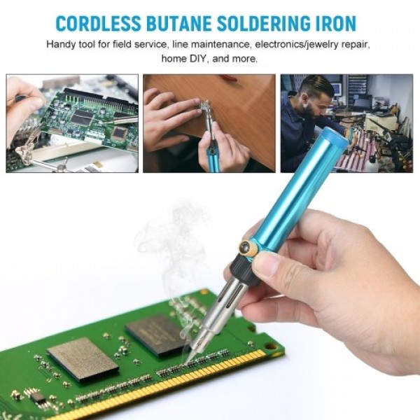 Portable Gas Soldering Iron Butane Soldering Iron Welding Torch Tool with Adjustable Flame 2370℉ High Temp for Electronics Wood 