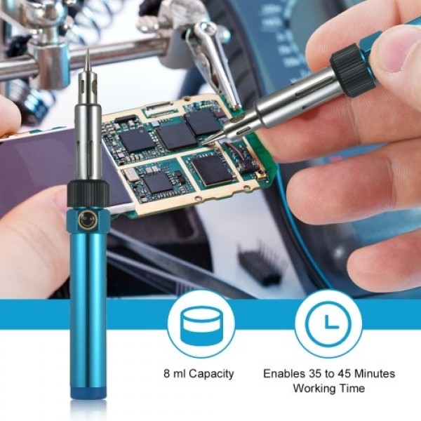 Portable Gas Soldering Iron Butane Soldering Iron Welding Torch Tool with Adjustable Flame 2370℉ High Temp for Electronics Wood 