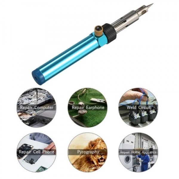 Portable Gas Soldering Iron Butane Soldering Iron Welding Torch Tool with Adjustable Flame 2370℉ High Temp for Electronics Wood 