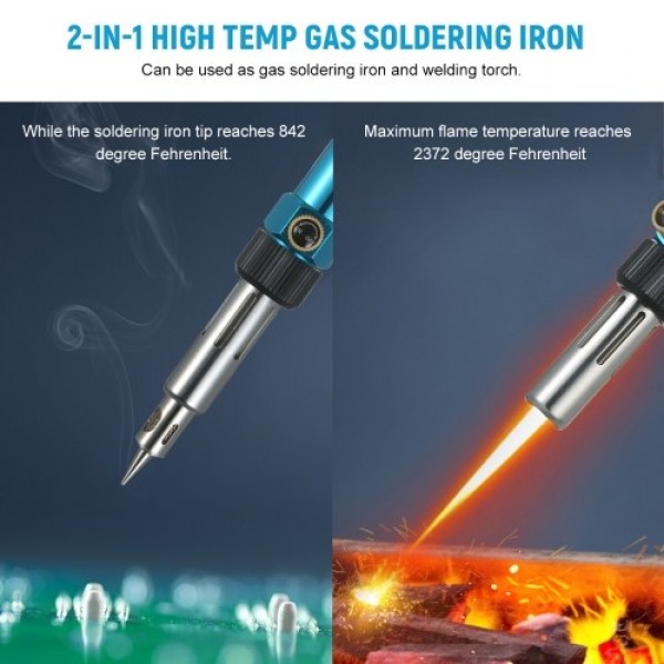 Portable Gas Soldering Iron Butane Soldering Iron Welding Torch Tool with Adjustable Flame 2370℉ High Temp for Electronics Wood 