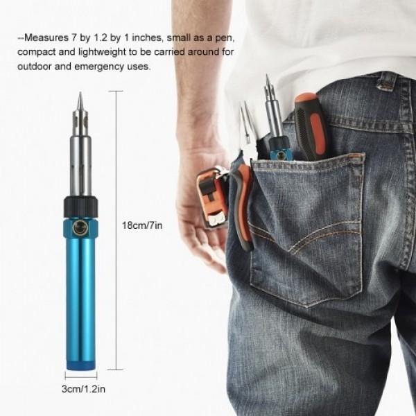 Portable Gas Soldering Iron Butane Soldering Iron Welding Torch Tool with Adjustable Flame 2370℉ High Temp for Electronics Wood 