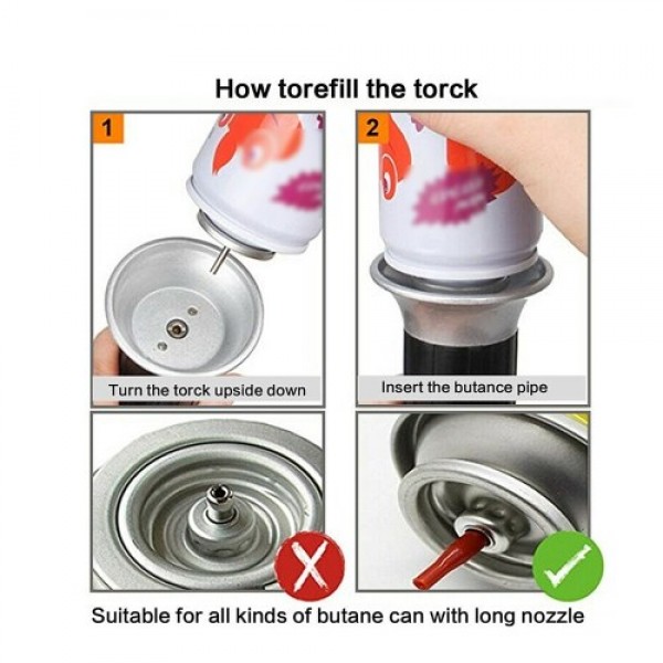 Metal Refillable Blow Torch Home Use Kitchen Portable Flames Adjustable Torch-Lighter Fire Maker with Safety Lock for Cooking/BBQ