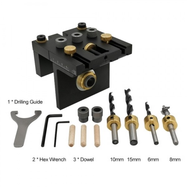 3-in-1 Woodworking Doweling Jig Kit with Positioni...