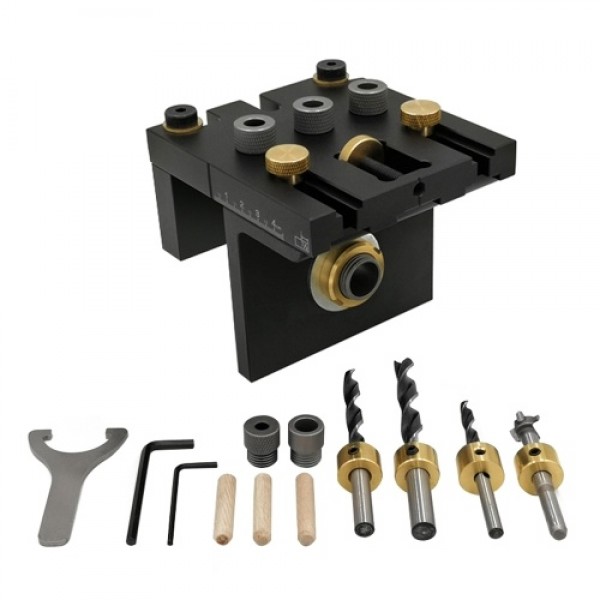 3-in-1 Woodworking Doweling Jig Kit with Positioni...