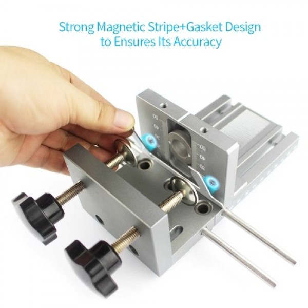 3-in-1 Punch Positioner with Clamp Punching Locator Hole Drill Punch Positioner Guide Locator Jig Dowelling Jig for Furniture Fa