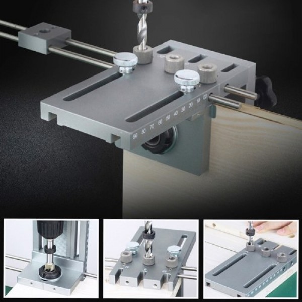 3-in-1 Punch Positioner with Clamp Punching Locator Hole Drill Punch Positioner Guide Locator Jig Dowelling Jig for Furniture Fa