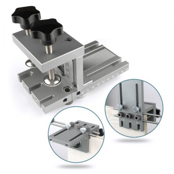 3-in-1 Punch Positioner with Clamp Punching Locator Hole Drill Punch Positioner Guide Locator Jig Dowelling Jig for Furniture Fa