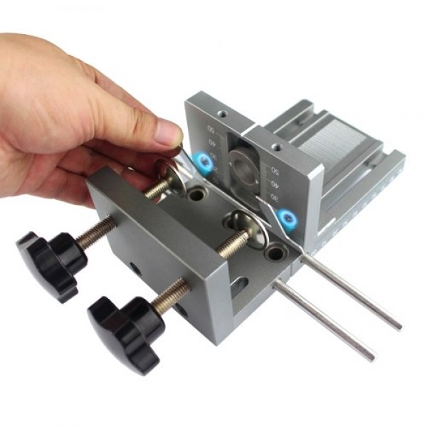 3-in-1 Punch Positioner with Clamp Punching Locator Hole Drill Punch Positioner Guide Locator Jig Dowelling Jig for Furniture Fa