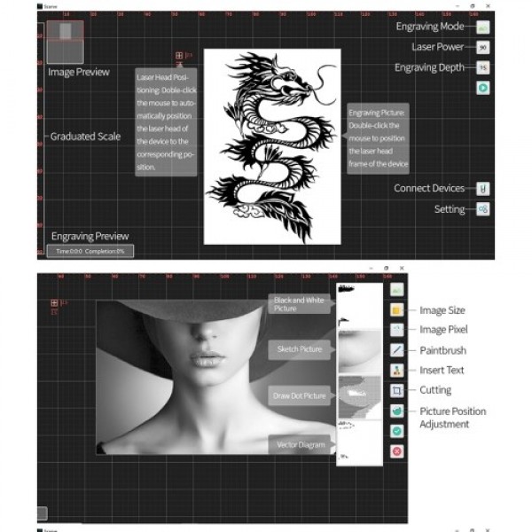 Laser Engraving Machine Offline Control Desktop Laser Engraver Printer Portable Carver DIY Laser Brand Mark Printer Working Area