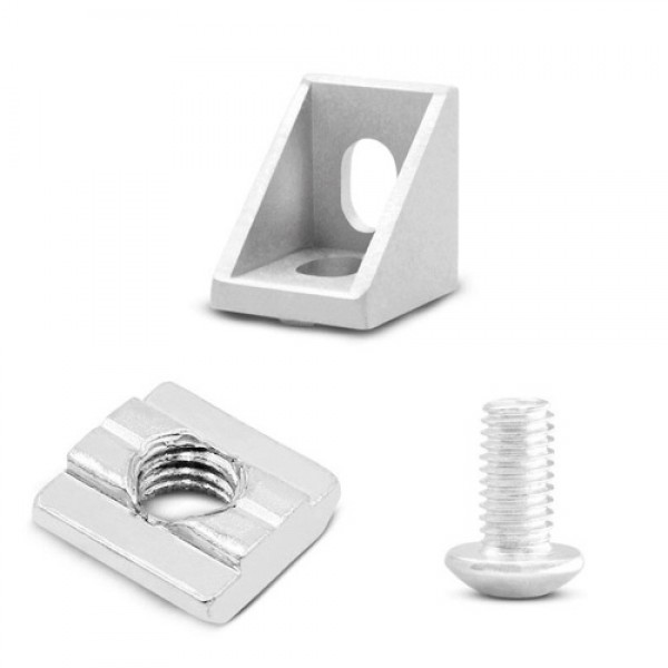 100pcs Aluminum Profile Sliding Hammer Nut Connector Set 20pcs Corner Bracket 40pcs 20 Series M5 T-slot Nuts 40pcs M5x8mm Hex So