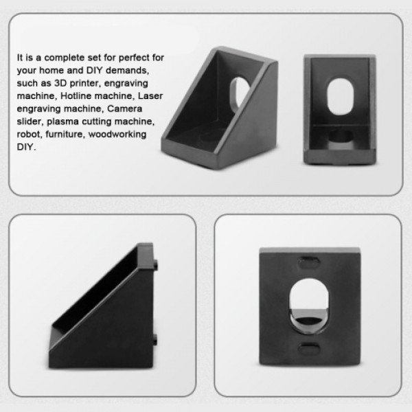 100pcs Aluminum Profile Sliding Hammer Nut Connector Set 20pcs Corner Bracket 40pcs 20 Series M5 T-slot Nuts 40pcs M5x8mm Hex So