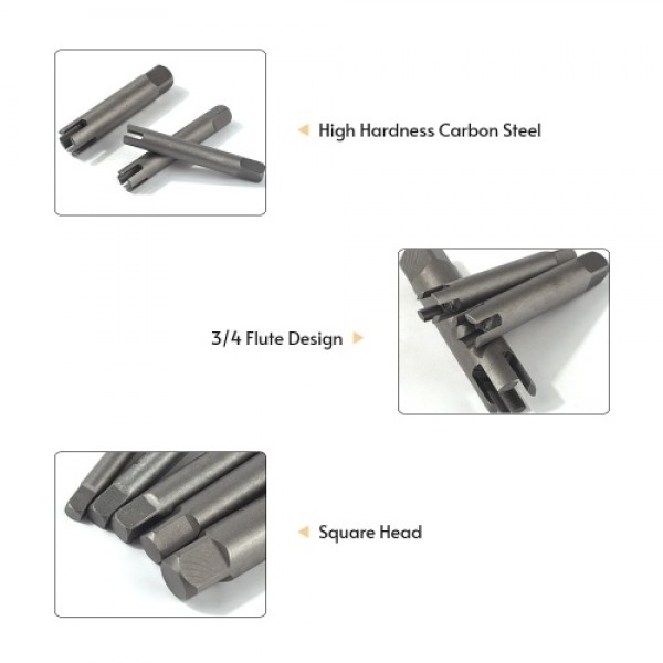 5 Pcs Tap Extractor 3/ 4 Flute Broken Head Screw Remover Stripped Screw Tap Extractor Set