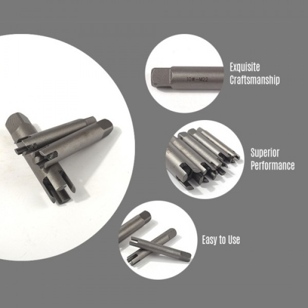 5 Pcs Tap Extractor 3/ 4 Flute Broken Head Screw Remover Stripped Screw Tap Extractor Set
