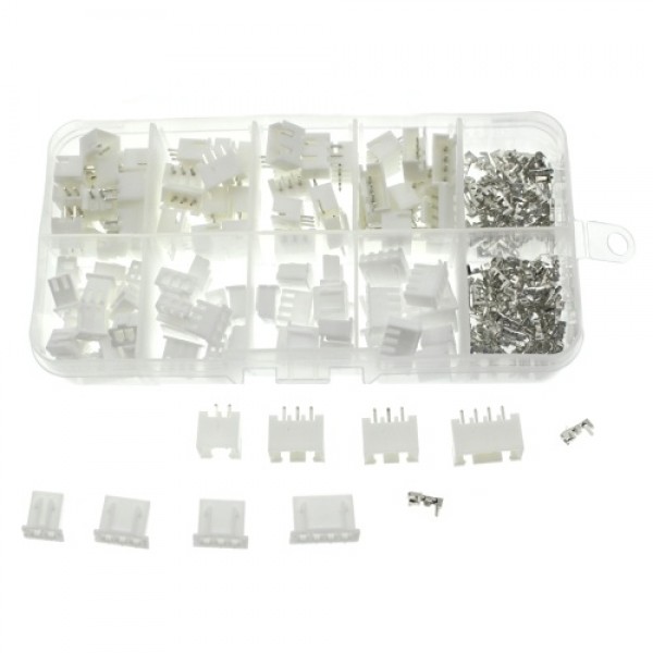 250PCS XH2.54 2P-3P-4P Connector Plug Terminal Socket with Assorted Storage Box Portable