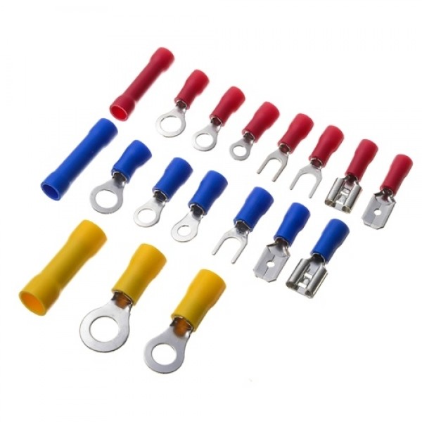 300Pcs Assorted Insulated Electrical Wire Terminals Crimp Connectors Spade Set Kit Assortment Box Design Portable