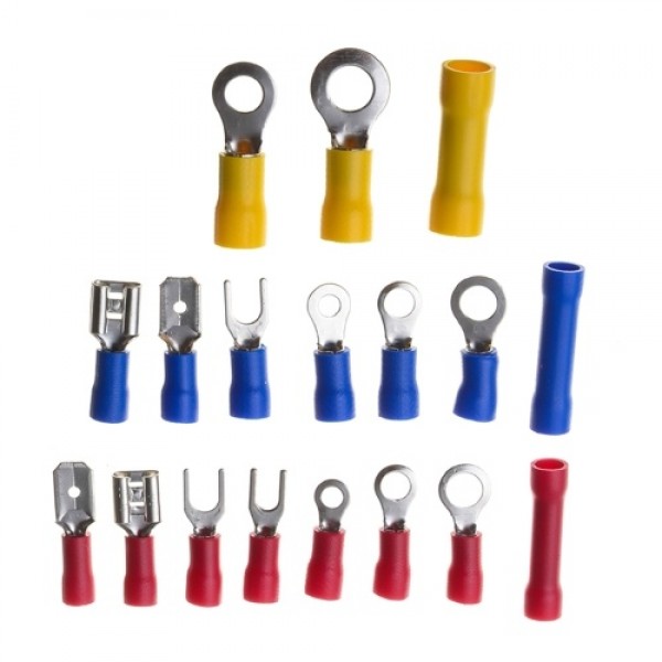 300Pcs Assorted Insulated Electrical Wire Terminals Crimp Connectors Spade Set Kit Assortment Box Design Portable
