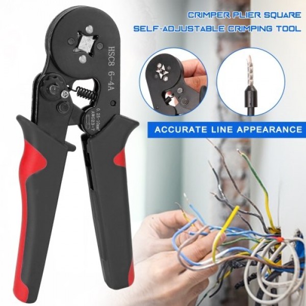 HSC8 6-4 0.25-10m㎡ AWG23-7 Ferrule Crimping Tool Kit High Hardness Crimper Plier with 1200pcs Wire Ferrules Crimp Ends Terminal
