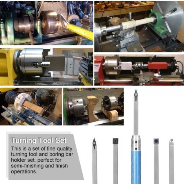 6Pcs/Set High Hardness Metal Lathe Turning Tool Kit Boring Bar Holder Set for Processing Steel Parts Hand-held Woodworking Tool