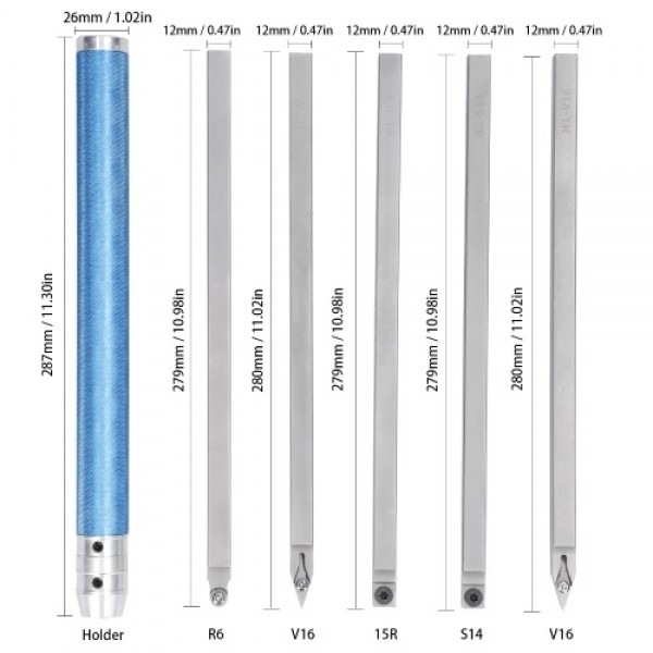 6Pcs/Set High Hardness Metal Lathe Turning Tool Kit Boring Bar Holder Set for Processing Steel Parts Hand-held Woodworking Tool