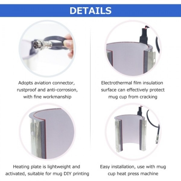 Mug Wrap Clamp Silicone and Iron Sublimation Mug Cup Clamp Mug DIY Cylindrical Heater Mug Heat Press Sublimation Machine Accesso