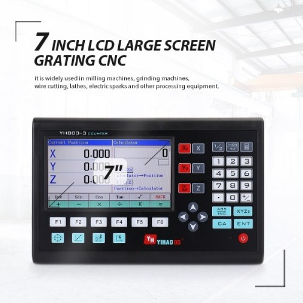 7 Inch LCD Large Screen Grating CNC Digital Readout Display Lathe Control Panel Controller Board Engraving Milling Machine Contr