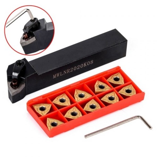 MWLNR2020K08 Holder + 10Pcs WNMG080404 Carbide Ins...