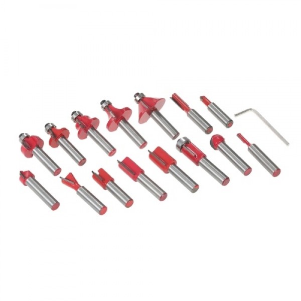 15pcs Milling Cutter Router Bit Set Carbide Shank Mill Woodworking Trimming Engraving Carving Cutting Tool