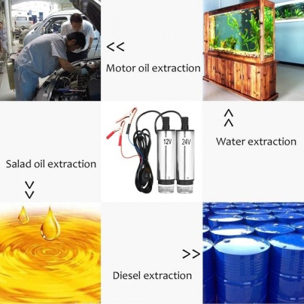 DC 12V/24V Submersible Pump for Pumping Diesel Oil Water 51mm Water Oil Diesel Fuel Transfer Pump Refueling with Fliter Screen