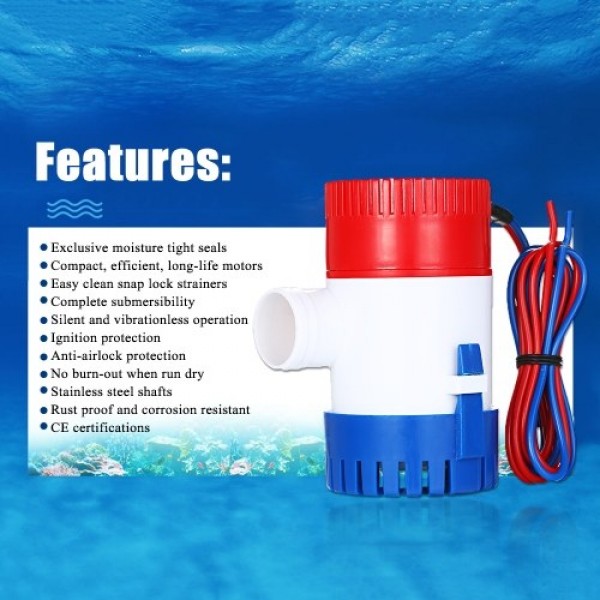 24V 750GPH Submersible Bilge Pump New Electric Water Pump for Boats Accessories Marin Submersible Boat Water Pump