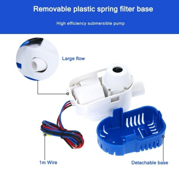 12V 1100GPH  Automatic Submersible Boat Bilge Wate...