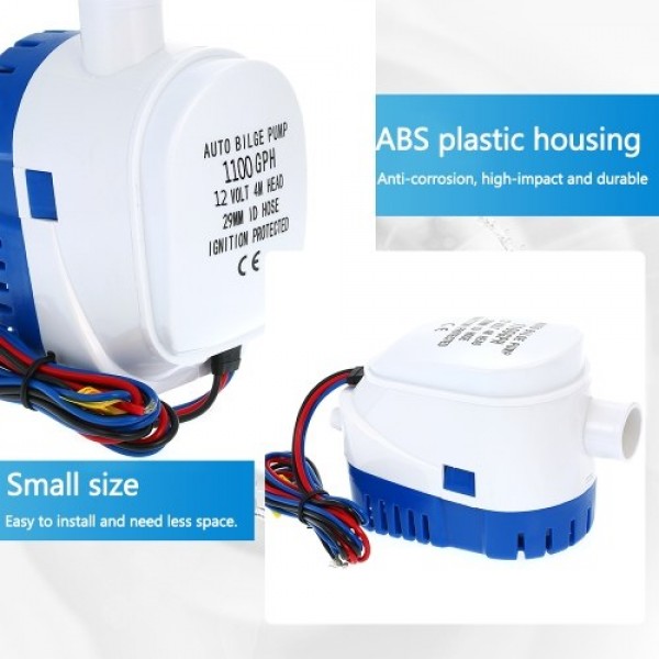 12V 1100GPH  Automatic Submersible Boat Bilge Water Pump 12v 1100gph Auto Bilge Pump with Float Switch