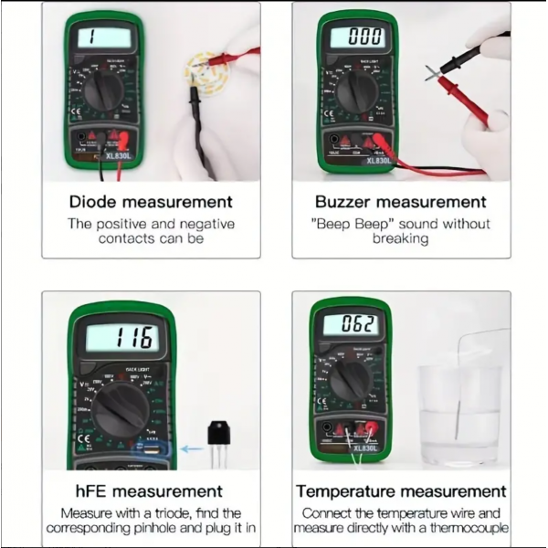 1pc Handheld Digital Multimeter, LCD Digital Portable AC/DC Voltmeter, Ohm Volt Amp Test Meter, Electric Ohmmeter Tester With Diode, Circuit Continuity Resistance Diode, Electrical Tester With Test Leads And Backlight