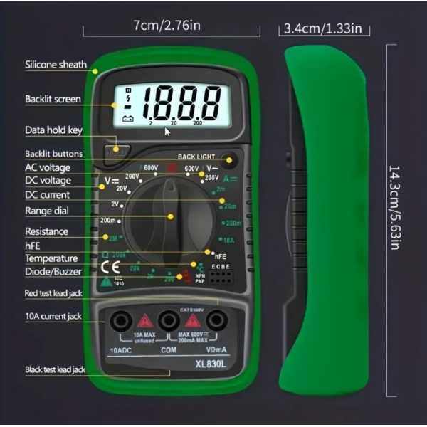 1pc Handheld Digital Multimeter, LCD Digital Porta...