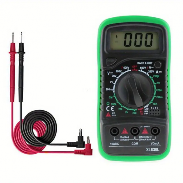 1pc Handheld Digital Multimeter, LCD Digital Portable AC/DC Voltmeter, Ohm Volt Amp Test Meter, Electric Ohmmeter Tester With Diode, Circuit Continuity Resistance Diode, Electrical Tester With Test Leads And Backlight
