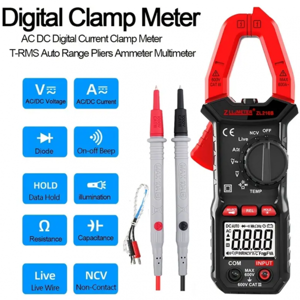 1pc Digital Clamp Meter AC DC Current clamp meter ...