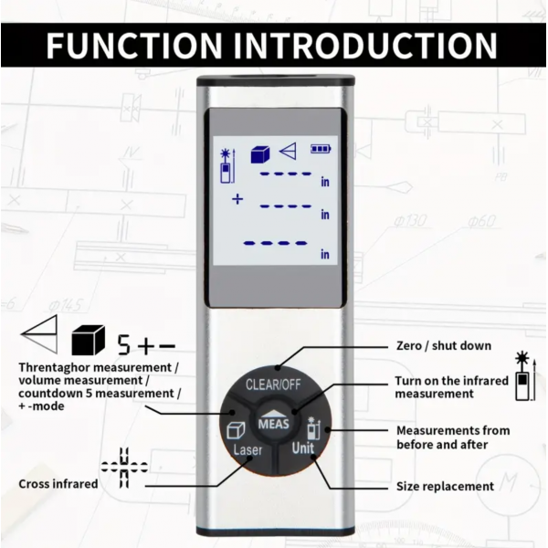 1pc, Rechargeable 2-in-1 Laser Rangerfinder, Alumi...