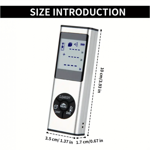 1pc, Rechargeable 2-in-1 Laser Rangerfinder, Aluminium Alloy Laser Precision Measure, Portable Measure Laser, 3 Measurement Units, Easy To Use, Silvery