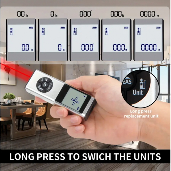 1pc, Rechargeable 2-in-1 Laser Rangerfinder, Aluminium Alloy Laser Precision Measure, Portable Measure Laser, 3 Measurement Units, Easy To Use, Silvery