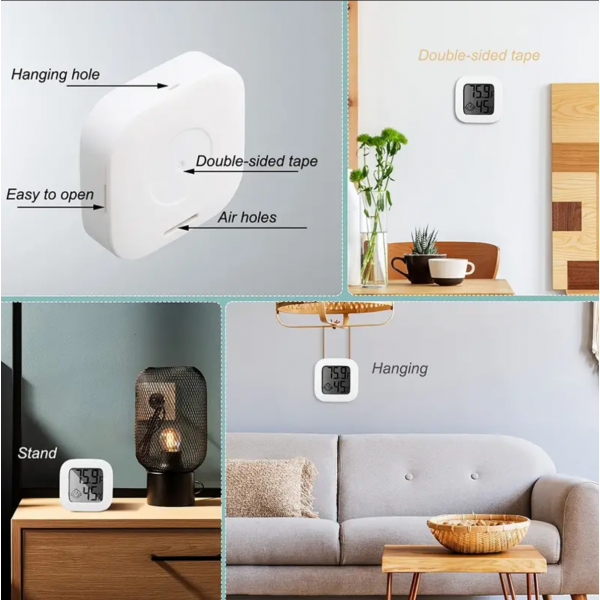 Digital Hygrometer Indoor Thermometer, Mini Room Thermometer With LCD Display And Face Lcons, Humidity Gauge With Temperature Humidity Monitor For Bedroom, Baby Room, Warehouse, Cellar, Car