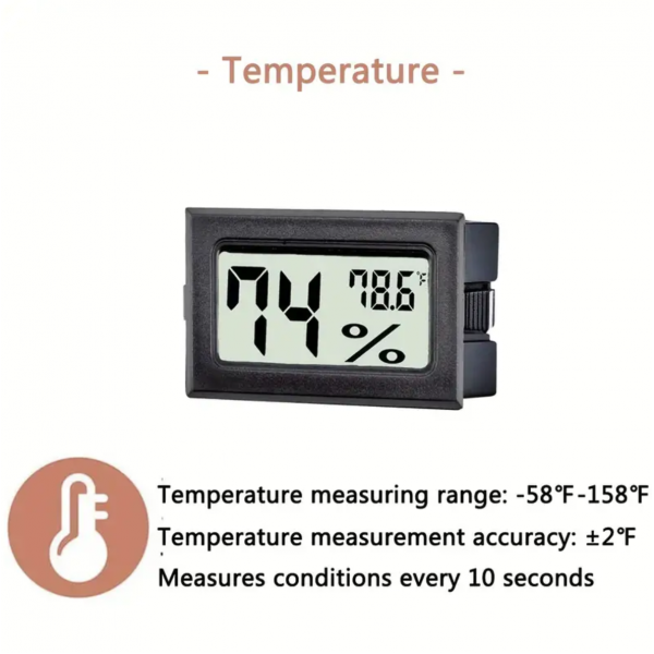 1pc Mini Digital Thermometer Hygrometer, Plastic Disposable Mini Digital Hygrometer, Indoor Temperature And Humidity Gauge Meter Monitor Fahrenheit (℉) For Home, Greenhouse, Jars