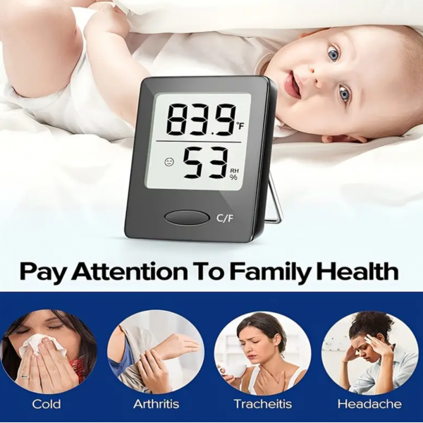 1pc Digital Indoor Hygrometer Thermometer, Humidity Meter For Home, Bed Room, Indoor Outdoor Thermometer For Greenhouse, Guitar, Cellar, Humidor, Basement, Pet Reptile, Incubator Office