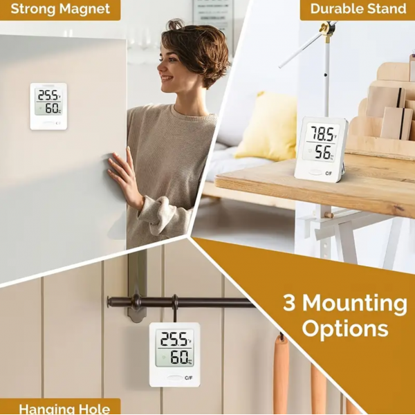 1pc Digital Indoor Hygrometer Thermometer, Humidity Meter For Home, Bed Room, Indoor Outdoor Thermometer For Greenhouse, Guitar, Cellar, Humidor, Basement, Pet Reptile, Incubator Office