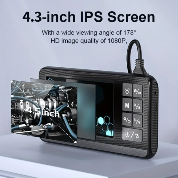 4.3 Inch IPS Industrial Endoscope HD Camera Photo IP67 Waterproof Image 3X Magnification 1080P Car Repair Engine Detection Air Repair Pipe Stain Probe