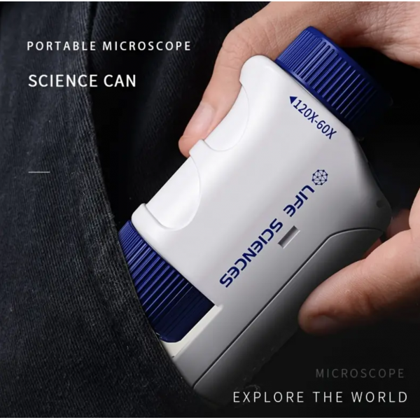 Mini Pocket Microscope Kit 60-120x Lab Handheld Mi...