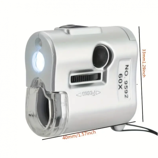 Portable Mini Pocket 60X Microscope Jeweler Loupe Lens Illuminated Jewelry Insect Magnifier Glass 3 LED With UV Light Microscope