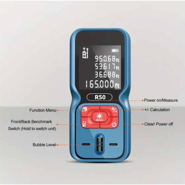 165FT Laser Distance Meter Digital Laser Range Fin...